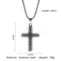 Collier pendentif croix en acier inoxydable pour homme chaîne 60cm bijoux rétro hip hop - Style 9