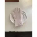 Women winter warm ribbed knit gloves in light pink, soft cozy touch, elegant daily cold weather wear. - Light Pink Gloves