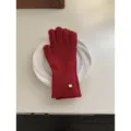Red knitted gloves winter warm thick wool gloves solid color knit mittens for women - Red Glove