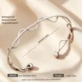 Brazalete abierto ondulado de acero inoxidable 304 plateado joyería minimalista mujer - Onda Plateada