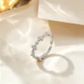 Silver stainless steel open ring with chic bubble cluster design, adjustable size, fashion jewelry. - Silver Four Leaf Clover