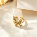 Gold stainless steel angel wing open ring variant, stylish fashion jewelry accessory for women. - Gold Butterfly