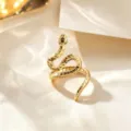 Anillo de serpiente dorado elegante ajustable abierto joyeria de acero inoxidable moda chic - Anillo de Serpiente / Dorado