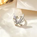 Stylish titanium steel open ring with unique wing design, elegant silver finish for daily wear. - Silver Butterfly