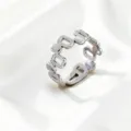 Anillo abierto minimalista de acero de titanio con diseño geométrico para uso diario. - Anillo de Textura Tipo 0 / Plateado