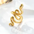 Anillo de serpiente abierto dorado con ojos de cristal, elegante joya minimalista de acero. - Anillo de Serpiente con Estrás / Dorado