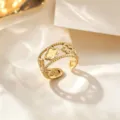 Gold Four Leaf Clover Open Ring Titanium Steel Minimalist Fashion Jewelry Variant Style - Gold Clover