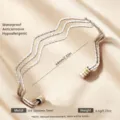Minimalistisches 304 Edelstahl wellenförmiges offenes Armband für Damen, wasserdicht hypoallergen. - Silber Dreischichtige Textur