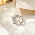 Minimalist open titanium steel ring, adjustable fashion geometric finger jewelry for you. - Double Fan Style / Silver