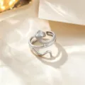 Anillo abierto de serpiente de acero titanio, joyería de moda geométrica ajustable diario. - Anillo de Serpiente / Plateado