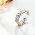 Open titanium steel ring with pyramid studs and beaded edges, silver variant for fashion wear. - Silver Geometric Glossy