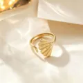 Gold Ginkgo Leaf Open Ring Stainless Steel Adjustable Fashion Jewelry For Women Style - Gold Ginkgo Leaf
