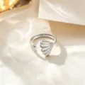 Silver titanium steel open ring with chic ginkgo leaf design, elegant daily jewelry for women. - Silver Ginkgo Leaf