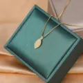 Gold leaf pendant necklace, elegant rhinestone clavicle chain, fashionable delicate jewelry variant. - Gold