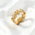 Gold stainless steel flower ring, trendy open band design, elegant minimalist jewelry. - Gold Petals