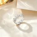 Silver stainless steel flower link open ring, trendy fashion jewelry for women and girls. - Silver Petal