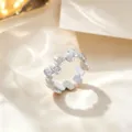 Trendy adjustable titanium steel ring with unique geometric open design for modern women. - Square Texture Style / Silver