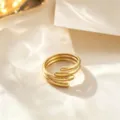 Minimalist multi-layer gold open ring in stainless steel, elegant fashion jewelry for women. - Gold Four-Layer Waterdrop