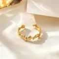 Gold dolphin open ring, adjustable titanium steel ring, elegant minimalist jewelry. - Dolphin Style / Gold
