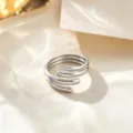 Silver multi-layer wrap open ring, minimalist stainless steel jewelry variant for daily wear. - Silver Four-Layer Waterdrop