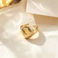 Elegant gold open ring with striped oval design, stylish adjustable metal jewelry for women. - Gold Wide Vertical Stripes