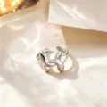 Fashion silver balloon dog open titanium steel ring, adjustable niche design jewelry variant. - Cross U-Shape Style / Silver