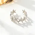 Anillo de acero de titanio ajustable con diseño de estrella, joya plateada elegante. - Anillo de Estrella de Mar / Plateado