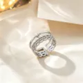Silver star multi-layer open stainless steel ring, stylish variant jewelry piece. - Silver Lace Eight-Pointed Star