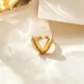 Gold Open Ring V-Shaped Stainless Steel Minimalist Finger Ring Fashion Jewelry Variant - Gold V Shape