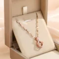 Elegant rose gold money bag pendant necklace, fashion titanium steel clavicle chain jewelry. - Rose Gold