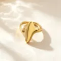 Anillo abierto de acero de titanio dorado con diseño abstracto irregular para mujer elegante. - Anillo de Forma de Abanico / Dorado