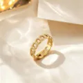 Gold chain design open titanium steel ring, adjustable niche style fashion jewelry. - Threaded Chain Style / Gold