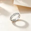 Adjustable silver chain titanium steel ring, minimalist fashion geometric band for daily wear. - Threaded Chain Style / Silver