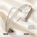 Edelstahl offener Armreif mit geometrischem Ringdesign, wasserdicht und antiallergisch gearbeitet. - Silber Z-förmige Spirale