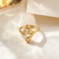Gold open ring, irregular molten droplet design, adjustable titanium steel fashion jewelry. - Water Drop Style / Gold