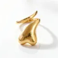 Golden 3D flowing heart open ring stylish titanium steel minimalist fashion jewelry for women - Gold Wide Heart