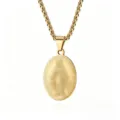 Gold-colored stainless steel oval pendant necklace with rope chain for men daily wear jewelry - St. Mary (Double Sided) / Gold