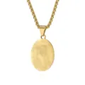 Men's gold stainless steel oval pendant necklace with stylish wheat chain euro-style jewelry. - Saint Patrick / Steel