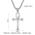 Collier pendentif croix ankh en acier titane pour homme, chaîne 60cm, style hip hop punk. - Style 13