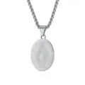 Stainless steel oval pendant necklace for men, cool retro religious style wheat chain jewelry. - St. Mary (Double Sided) / Steel