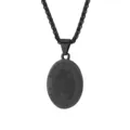 Black stainless steel oval pendant necklace with wheat chain for men trendy jewelry piece - Saint Michael / Black