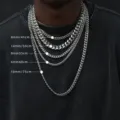 Collar de cadena cubana de acero de titanio, cadena gruesa de hip-hop para hombres y mujeres. - Collar de eslabones cubanos de 45 cm / Acero 8mm