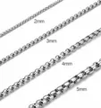 Cadena de caja de acero inoxidable para hombre, collar de cuentas cuadradas 2mm 3mm 4mm 5mm - 3.0mm de Ancho 50cm de Largo