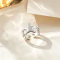 Silver starfish open ring, adjustable titanium steel fashion jewelry for daily wear. - Silver Starfish