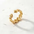 Fashion gold shell open ring variant display, stylish stainless steel adjustable jewelry item. - Gold Shell