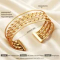 Minimalistisches 18k vergoldetes edelstahl mehrstrang offenes armband für elegante damen - Gold Fünfschichtige Textur