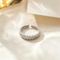 Adjustable silver-tone titanium steel open ring with chic braided texture, minimalist daily jewelry. - Textured Style / Silver