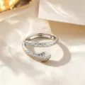 Fashion adjustable open snake ring, trendy titanium steel minimalist luxury style jewelry. - Snake Scale Style / Silver