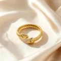 Gold snake open ring in titanium steel, adjustable fashion jewelry with chic scale texture. - Double Snake Head Scale Style / Gold