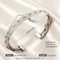 Silberner Edelstahl geflochtener offener Armreif verstellbarer minimalistischer Schmuck - Silber Z-Form Geflochten